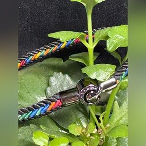 Unisex Multi color Braided Bracelet with black metal magnetic Clasp